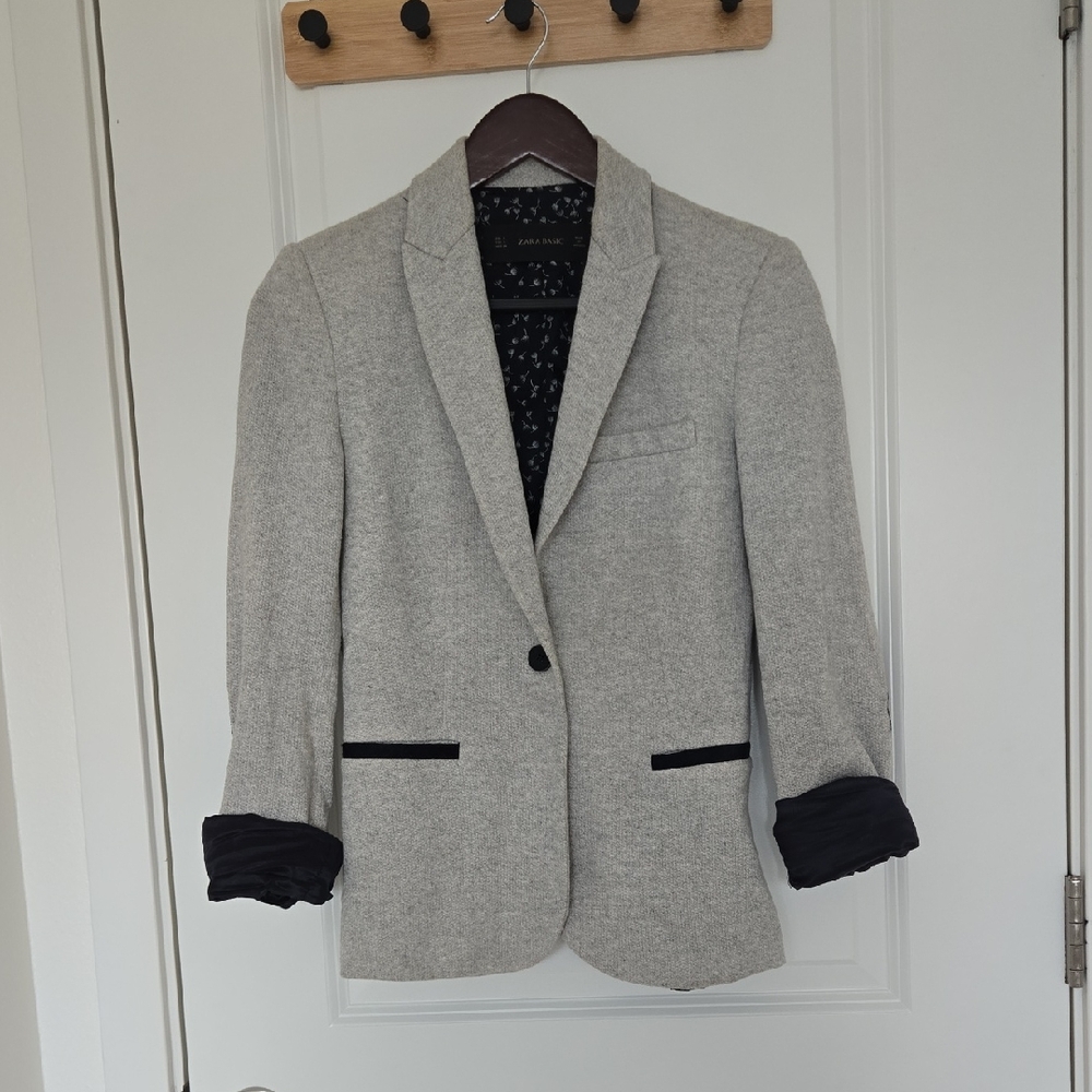 Zara Light Gray Women's Blazer Elbow Patch size S